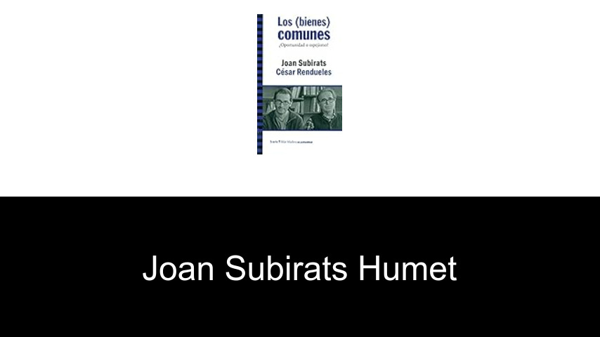 libros de Joan Subirats Humet